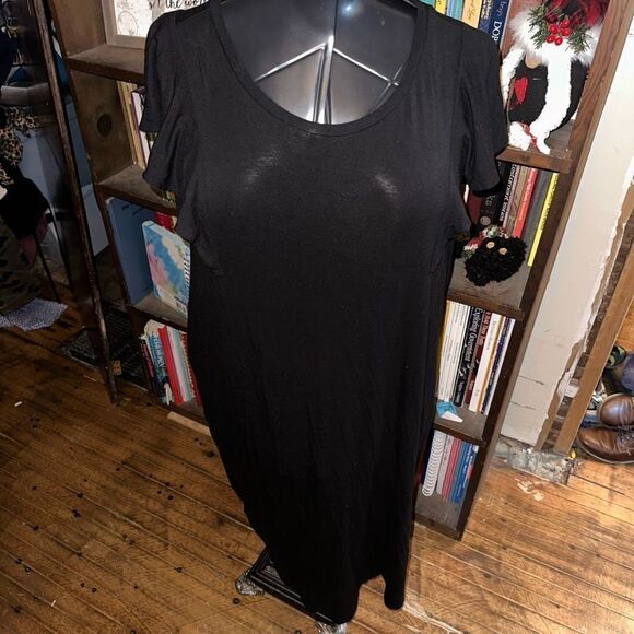 Lane Bryant flutter sleeve 18/20 knit midi little black dress - Picture 1 of 3